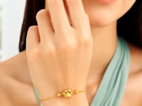 14k Gold Adjustable Paw Print Bracelet