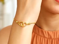 14k Gold Entwined Rings Adjustable Lariat Style Bracelet