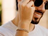 14k Gold White Pave High Polish Modern Lite Miami Cuban Bracelet (6.50mm)
