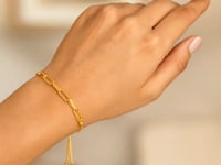 14K Gold Adjustable Bracelet w/Paperclip Chain