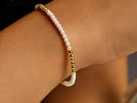14k Gold High Polish Freshwater Pearl Pallina Bead Bracelet (2.00 mm)