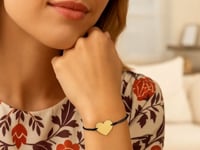 Black Cord Adjustable Bracelet with 14k yellow Gold Heart