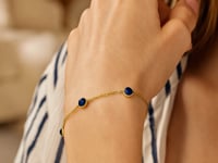 14K Yellow Gold Blue Sapphire Station Bracelet