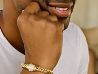 Woven Rope Bracelet w/Diamond Accented Clasp in 14k Gold