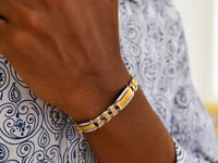 14k Two-Tone Gold Men's Bracelet w/Fancy Rounded Bars (9.65 mm)