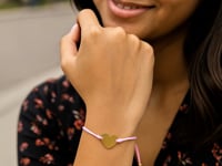 9 1/4-inch Pink Cord Adjustable Bracelet w/14k Gold Heart