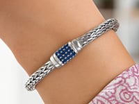 Sterling Silver Weave Motif Bracelet w/Blue Sapphire Embellishments (7.00 mm)
