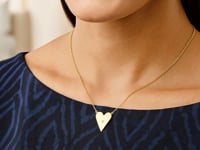 14k Gold High Polish Elongated Heart Necklace (.02 cttw)