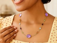 14k Gold Necklace w/Multi-Colored Stones