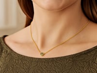 14k Gold 17-inch Necklace w/Round Peridot