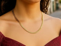 14k Gold Panther Chain Link Shiny Necklace