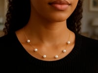 14k Gold Necklace w/White Pearls 6.5mm