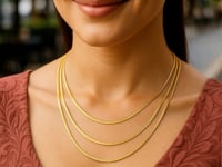 14k Gold Three Strand Herringbone Chain Necklace