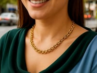 14k Gold Polished Cable Link Necklace