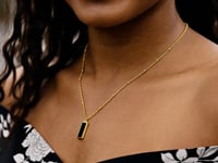 Onyx Geometric Rectangle Necklace in 14K Gold