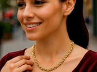 14k Gold Polished Oval Link Necklace