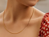 14k Gold Round Omega Necklace w/Diamond Cuts (1.5 mm)