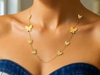 14k Gold Papillon Graduated Butterfly Necklace