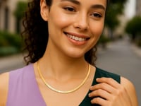 14k Gold Brick Omega Necklace