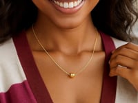 14k Gold Necklace w/Shiny Barrel Bead Charm