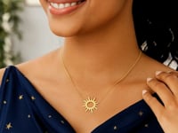 14K Gold Sunburst Necklace