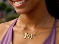 14k Two-Toned Yellow & White Gold Musical Notes Necklace