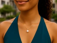 14k Gold Goddess Lariat Drop Necklace w/Pearls