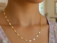 14K Gold Polished Diamond Motif Chain