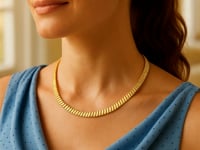 14k Gold Rib Link Necklace