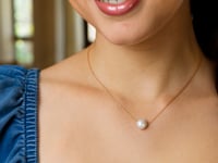 14k Gold Solitaire Necklace w/Rose Gold Pearl