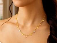 14K Tri Color Necklace w/Dangling Circles