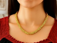 14k Gold Byzantine Design Stylish Necklace