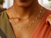 14K Gold Necklace w/Dangling Stars